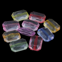 Contas de acrílicas transparentes, acrilico, Octagono, cores misturadas, 13x18x7mm, Buraco:Aprox 1mm, Aprox 390PCs/Bag, vendido por Bag