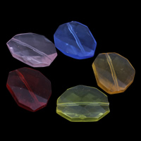 Perles acryliques transparentes, Acrylique, facettes, couleurs mélangées, 22x26x7mm, Trou:Environ 1mm, Environ 200PC/sac, Vendu par sac