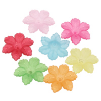 Acryl Perlkappen, Blume, satiniert & transluzent, gemischte Farben, 21x19x5mm, Bohrung:ca. 1mm, ca. 750PCs/Tasche, verkauft von Tasche
