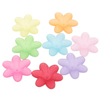 Acryl Perlkappen, Blume, satiniert & transluzent, gemischte Farben, 26x23x6mm, Bohrung:ca. 1mm, ca. 500PCs/Tasche, verkauft von Tasche