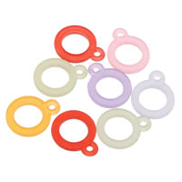Acryl Anhänger, Kreisring, satiniert & transluzent, gemischte Farben, 14x17x2mm, Bohrung:ca. 1mm, ca. 2000PCs/Tasche, verkauft von Tasche