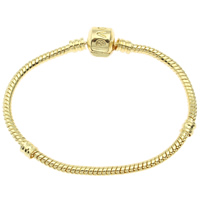 Chain European Bracelet, laiton, mot amour, Placage de couleur d'or, longueur différente pour le choix & chaîne serpent, sans plomb et cadmium, 3mm, Vendu par brin
