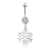 Brass, Snowflake, platinum plated, with cubic zirconia, nickel, lead & cadmium free, 11x46mm, Sold By PC