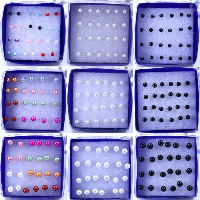 Kunststoff Ohrstecker, mit Gummi Earnut, Nachahmung Perle & gemischt, 4-6mm, 50BoxenFeld/Menge, 12PaarePärchen/Box, verkauft von Menge