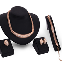 Tibetan Style Jewelry Sets, finger ring & bracelet & earring & necklace, with plastic earnut & iron chain, stainless steel post pin, with 5cm extender chain, rose gold color plated, lantern chain & with rhinestone, lead & cadmium free, 25mm, 88x26mm, US Ring Size:9, Length:Approx 7 Inch, Approx 16 Inch, Sold By Set