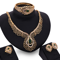 Zinc Alloy Jewelry Sets bangle & finger ring & earring & necklace with Resin stainless steel earring post and Omega clip rose gold color plated faceted & with rhinestone lead & cadmium free 25mm 45mm Inner Approx 65mm US Ring Length Approx 8 Inch Approx 16.5 Inch Sold By Set