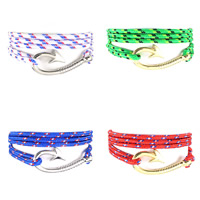 Nylon Cord Bracelets, with Tibetan Style, Pirate Fishhook, plated, nautical pattern & 4-strand, more colors for choice, nickel, lead & cadmium free, 38x16mm, Sold Per Approx 25.6-29.5 Inch Strand