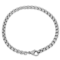 Stainless Steel Jewelry Bracelet, 304 Stainless Steel, box chain, original color, 4mm, Length:Approx 7.5 Inch, 10Strands/Bag, Sold By Bag