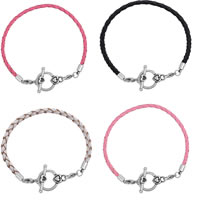 PU Leather Cord Bracelets, stainless steel clasp, different length for choice & blacken, more colors for choice, 3mm, 10Strands/Bag, Sold By Bag