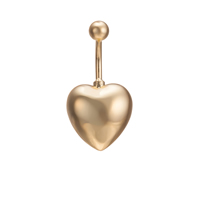 Brass, Heart, 18K gold plated, nickel, lead & cadmium free, 16x32mm, Sold By PC
