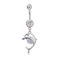 Brass Dolphin platinum plated with cubic zirconia & faceted nickel lead & cadmium free Sold By PC