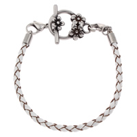 PU Leather Cord Bracelets stainless steel toggle clasp blacken 3mm Length Approx 6.5 Inch Sold By Bag