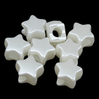 ABS Plastic Pearl European Bead, Star, white, 14x13x9mm, Hole:Approx 4mm, Approx 682PCs/Bag, Sold By Bag
