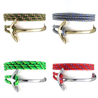 Nylon Cord Bracelets, with Tibetan Style, Anchor, plated, nautical pattern & 4-strand, more colors for choice, nickel, lead & cadmium free, 88mm, Sold Per Approx 25.6-29.5 Inch Strand