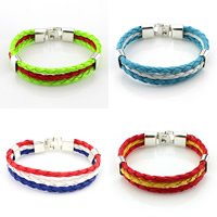 PU Leather Cord Bracelets with Zinc Alloy platinum color plated nickel lead & cadmium free Sold Per Approx 7.9 Inch Strand