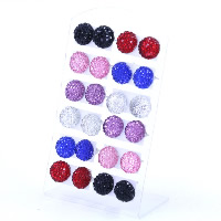 Resin Stud Earring, iron post pin, Flat Round, platinum color plated, mixed colors, 12mm, 30Bags/Lot, 12Pairs/Bag, Sold By Lot