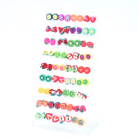 Polymer Clay Stud Earring, järn örhänge inlägg, platina pläterad, blandad, 10mm, 5Väskor/Lot, 36Pairs/Bag, Säljs av Lot