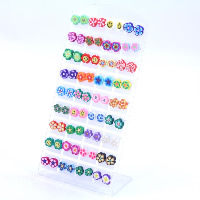 Polymer Clay Stud Earring, iron post pin, platinum color plated, mixed, 10mm, 5Bags/Lot, 36Pairs/Bag, Sold By Lot