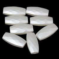 ABS Plastic Pearl Beads, Flat Oval, faceted, white, 9x19x5mm, Hole:Approx 1mm, Inner Diameter:Approx 3mm, Approx 1137PCs/Bag, Sold By Bag