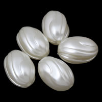 ABS Plastic Pearl Beads, Oval, white, 13x19mm, Hole:Approx 1mm, Inner Diameter:Approx 3mm, Approx 220PCs/Bag, Sold By Bag
