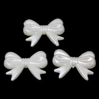 Tworzywa ABS perła Koralik, Kokarda, biały, 30x24x6mm, otwór:około 1mm, średnica wewnętrzna:około 3mm, około 294komputery/torba, sprzedane przez torba