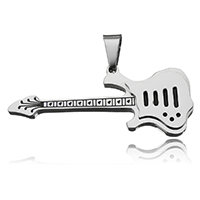 Stainless Steel Pendants, Guitar, enamel, original color, 48x22x4mm, Hole:Approx 5x9mm, 20PCs/Lot, Sold By Lot