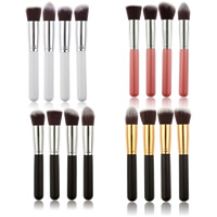 Hout Make-up Brush Set, met Nylon & Aluminium, plated, meer kleuren voor de keuze, 165x100x20mm, 3sets/Lot, 4pC's/Stel, Verkocht door Lot