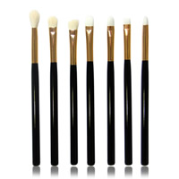 Wood Makeup Brush Set, with Nylon & Aluminum, gold color plated, nickel, lead & cadmium free, 175x100x20mm, 3Sets/Lot, 7PCs/Set, Sold By Lot