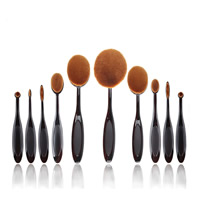 Plastic Make-up Brush Set, met Nylon, Tandenborstel, 175x120x30mm, 3sets/Lot, 10pC's/Stel, Verkocht door Lot
