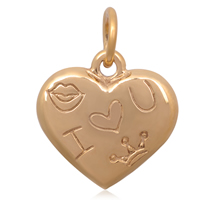 Stainless Steel Heart Pendants 316L Stainless Steel word I love you gold color plated Approx 5mm Sold By Bag