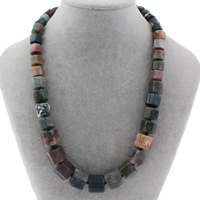 Natural Gemstone Necklace zinc alloy lobster clasp Column 9-16mm Sold Per Approx 18.5 Inch Strand