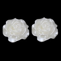 Plastique ABS perle goutte, fleur, blanc, 30x11mm, Trou:Environ 1mm, Environ 129PC/sac, Vendu par sac