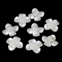 ABS Plastic Pearl Spacer Bar, Flower, 2-strand, white, 19x8mm, Hole:Approx 1mm, Approx 634PCs/Bag, Sold By Bag