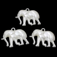 ABS-Kunststoff-Perlen Anhänger, Elephant, weiß, 36x26x10mm, Bohrung:ca. 1mm, ca. 144PCs/Tasche, verkauft von Tasche