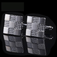 Cufflinks, Tibetan Style, Square, platinum color plated, brushed, nickel, lead & cadmium free, 16x16x19mm, 5Pairs/Lot, Sold By Lot