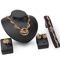 Tibetan Style Jewelry Sets, finger ring & bracelet & earring & necklace, with Crystal, stainless steel earring post and Omega clip, Shell, rose gold color plated, faceted & with rhinestone, lead & cadmium free, 20x25mm, US Ring Size:6-9, Length:Approx 7.5 Inch, Approx 16.5 Inch, Sold By Set