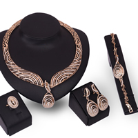 Tibetan Style Jewelry Sets, finger ring & bracelet & earring & necklace, stainless steel earring post and Omega clip, Teardrop, rose gold color plated, with rhinestone, lead & cadmium free, 22x18mm, 52x22mm, US Ring Size:6-9, Length:Approx 7 Inch, Approx 14 Inch, Sold By Set