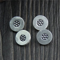 Thailand Sterling Sølv Shank Button, Flad Rund, 8.10x6.20mm, Hole:Ca. 2.5mm, 10pc'er/Lot, Solgt af Lot