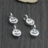 Thailand Sterling Silver Pendants, Smiling Face, 6x10.60mm, Hole:Approx 2mm, 10PCs/Lot, Sold By Lot