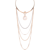 Zinc Alloy Choker Necklace, med ABS plastik perle & Jern, med 5cm extender kæde, Runde, forgyldt, bly & cadmium fri, 130mm, Indvendig diameter:Ca. 130mm, Solgt Per Ca. 15.5 inch Strand