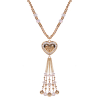 Zinc Alloy Jewelry Necklace with Crystal iron lobster clasp with 5cm extender chain Heart gold color plated faceted & with rhinestone lead & cadmium free Sold Per Approx 16.5 Inch Strand