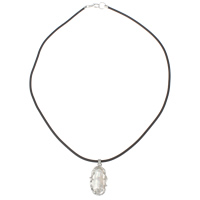 Freshwater Pearl Brass Necklace, with Freshwater Pearl & Silicone, brass magnetic clasp, platinum color plated, natural & micro pave cubic zirconia, nickel, lead & cadmium free, 14x28x8mm, Sold Per Approx 17 Inch Strand