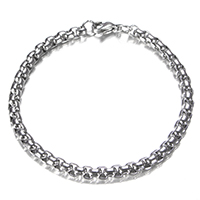 Stainless Steel Jewelry Bracelet box chain original color 5mm Length Approx 8 Inch Sold By Lot