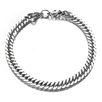 Stainless Steel Jewelry Bracelet curb chain original color Length Approx 8 Inch Sold By Lot
