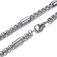 Stainless Steel Chain Necklace box chain original color 4.2mm Length Approx 29 Inch Sold By Lot