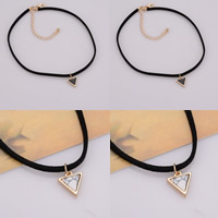 Zinc Alloy Choker Necklace with Velveteen & Turquoise with 7cm extender chain gold color plated lead & cadmium free 300mm Sold Per Approx 12 Inch Strand