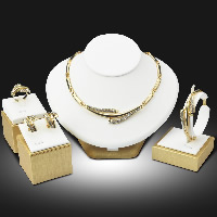 Conjuntos de joyería de aleación de zinc, anillo de dedo & pulsera & pendiente & collar, chapado en color dorado, con diamantes de imitación, libre de níquel, plomo & cadmio, 20mm, 18x30mm, 80x20mm, tamaño:8, longitud:aproximado 16.2 Inch, aproximado 7 Inch, Vendido por Set