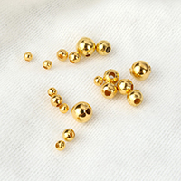 Perles bijoux en laiton, Rond, Placage de couleur d'or, normes différentes pour le choix, protéger l'environnement, sans nickel, plomb et cadmium, 100PC/lot, Vendu par lot