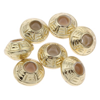 Plated Acrylic Beads, Drum, gold color plated, 11x7mm, Hole:Approx 3mm, Approx 1300PCs/Bag, Sold By Bag