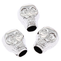 Plated Acrylic Beads, Skull, platinum color plated, large hole, 12x14x10mm, Hole:Approx 4mm, Approx 590PCs/Bag, Sold By Bag